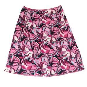 Y2K Vintage Wrapper Jersey Knit Abstract Floral Print Skirt Pink and Black M